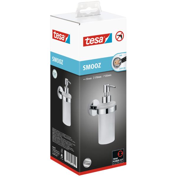 Tesa Seifenspender Smooz 40323-00000-00 Satiniertes Glas Metall, Verchromt 200,0 Ml (4042448448415)