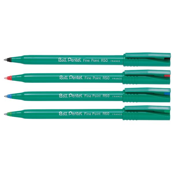 Pentel Ball R50 Tintenroller Grün 0,4 Mm, Schreibfarbe: Schwarz, 12 St. R50-A (3474370150011)