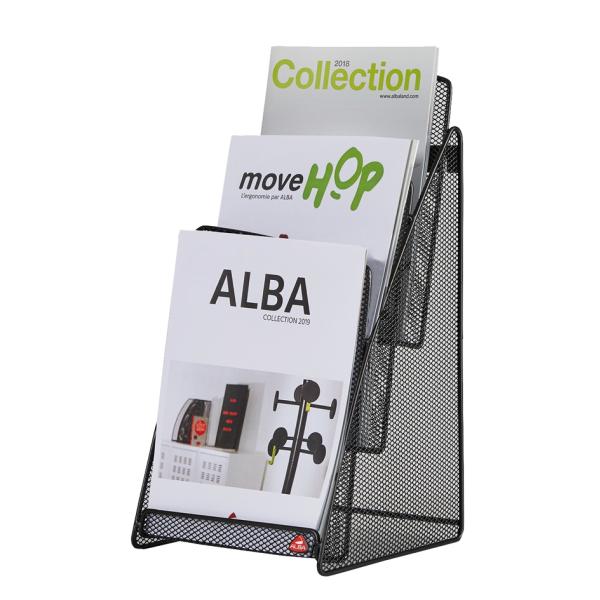 Tisch-Display 'MESHPREZA5', A5 hoch, schwarz, 3 Fächer ALBA MESHPREZA5 N (3129710016532)