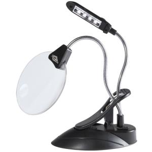 Tischlupe mit LED-Licht, mit Tischzwinge, schwarz WEDO 271 75201 (4003801799155)