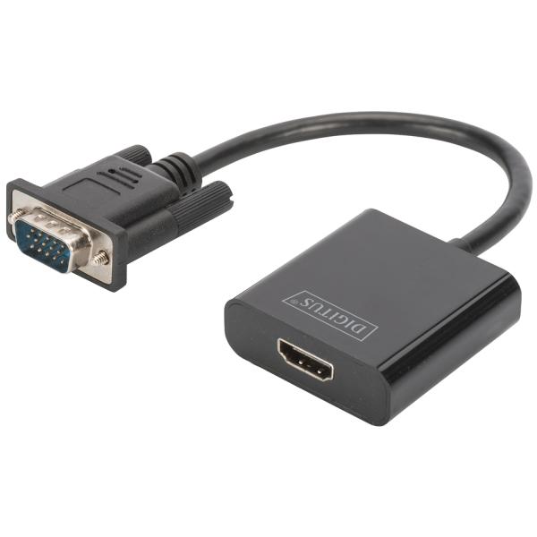 VGA - HDMI + Audio Konverter, schwarz DIGITUS DA-70473 (4016032444213)