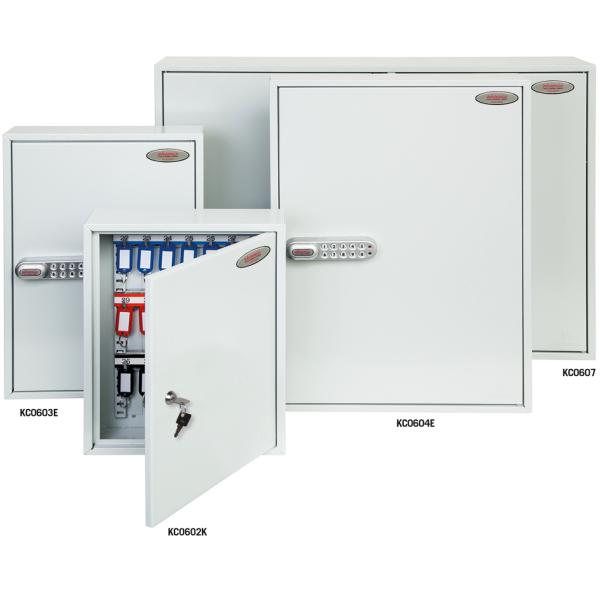 Schlüsselschrank 64 Haken hellgrau Schlüsselschloss Phoenix KC0602K (5032548003972)