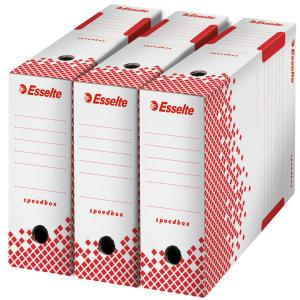 Archiv-Schachtel SPEEDBOX, DIN A4, weiß/ rot, (B)100mm Esselte 623908 (4049793025988)