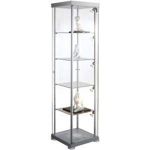 Quadrat-Vitrine expoline, 4 Glasböden, alusilber kerkmann 40376082 (4044917412095)