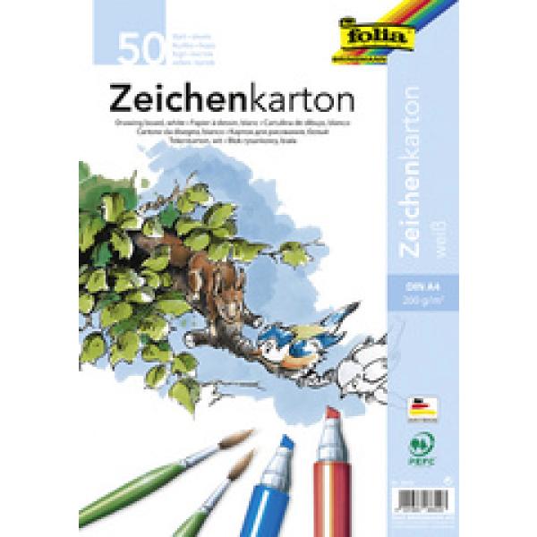Zeichenkarton, DIN A3, 200 g/ qm, weiß folia 8700 (4001868087000)