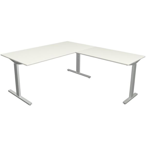Schreibtisch Form 2 mit Anbau, (B)1.600 mm, weiß kerkmann 11023010 (4044917443082)