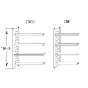 Regalfeld 'M2', 4 Böden, (B)750 x (H)1.800 mm kerkmann 51580711 (4044917180406)