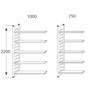 Regalfeld 'M2', 5 Böden, (B)750 x (H)2.200 mm kerkmann 51583611 (4044917181700)
