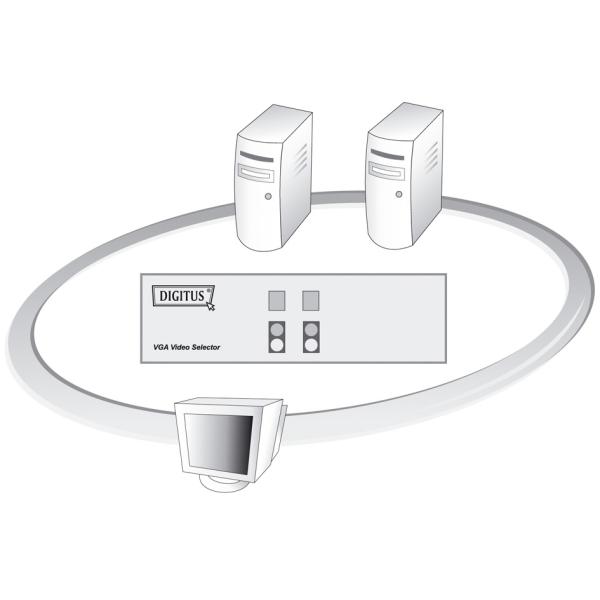 VGA Switch, 2-fach, 250 MHz, Metallgehäuse, schwarz DIGITUS DS-44100-1 (4016032323532)