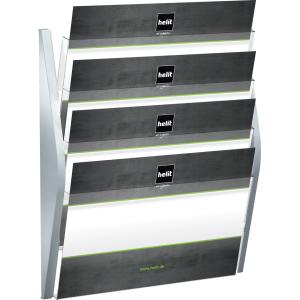 4er Wand-Prospekthalter 'the arc', DIN A3 quer, schwarz helit H6270495 (4012086030983)