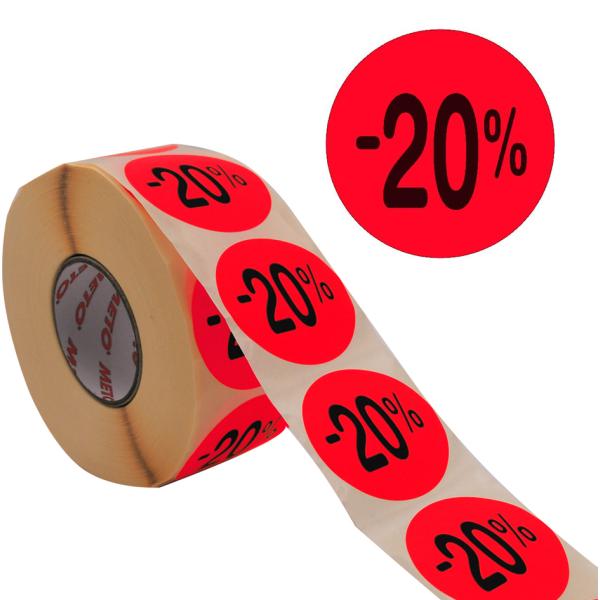 Promo-Etiketten '-30%', rund, rot fluor METO 30004924 (4059732110927)