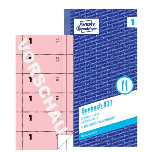 AVERY Zweckform Bonbuch mit Kellner-Nummer 2 gelb 300 Stück