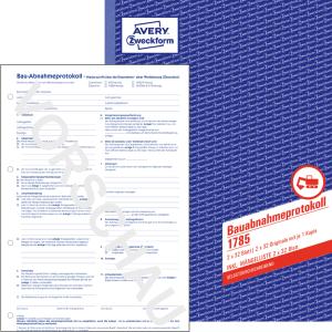 Formularbuch 'Bauabnahmeprotokoll', DIN A4 AVERY Zweckform 1785 (4004182017852)