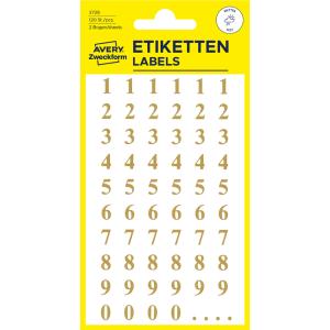Zahlen-Sticker, 0-9 + Punkte, gold AVERY Zweckform 3728 (4004182037287)