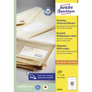 Recycling Universal-Etiketten, 105 x 74 mm AVERY Zweckform LR3427 (4004182634271)