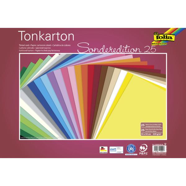 Tonkarton, (B)350 x (H)500 mm, 220 g/ qm, sortiert folia 612235/25 99 (4001868049213)