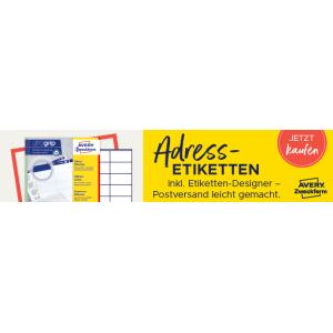 Inkjet Adress-Etiketten, 63, 5 x 38, 1 mm AVERY Zweckform J8160-10 (4004182433171)