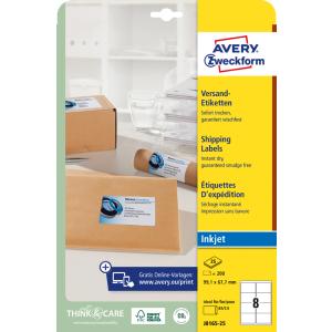 Inkjet Versand-Etiketten, 99, 1 x 57 mm, weiß AVERY Zweckform J8173-25 (4004182235294)