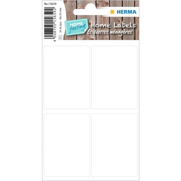 Haushalts-Etiketten HOME, 40 x 55 mm, weiß HERMA 15659 (4008705156592)