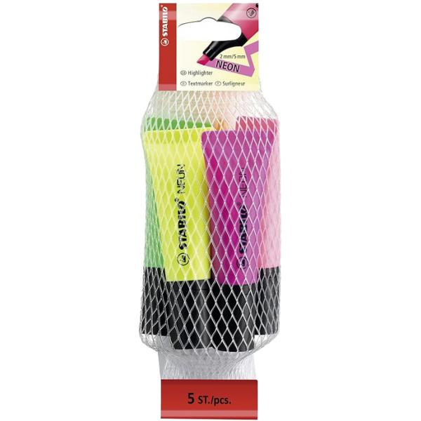 Textmarker NEON, im 5er Netz STABILO 72/5-1-5 (4006381401265)