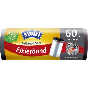 Mülleimerbeutel, mit Fixierband, schwarz, 10 Liter swirl 4008871216229 (4008871216229)