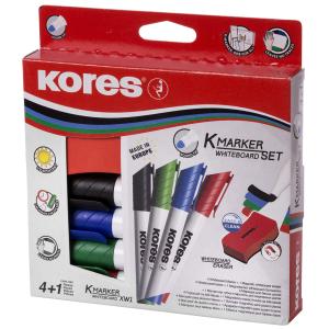 Whiteboard-Marker Set, 4 Marker + Tafellöscher Kores M20863 (9023800208637)