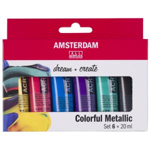 ROYAL TALENS Acrylfarbe AMSTERDAM Bunte Metallics, 6 x 20 ml Royal Talens 17820504 (8712079539092)