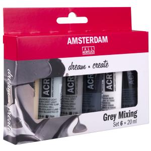 ROYAL TALENS Acrylfarbe AMSTERDAM graues Mischset, 6 x 20 ml Royal Talens 17820505 (8712079539108)