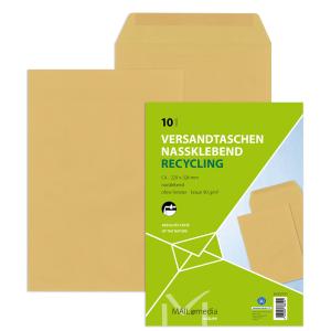 Versandtasche B5, nassklebend ohne Fenster braun 90 g qm 10 Stück MAILMEDIA 30002478 (4003928368104)