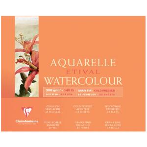 Künstlerblock Aquarelle ETIVAL, 100 x 150 mm Clairefontaine 96468C (3329680964684)