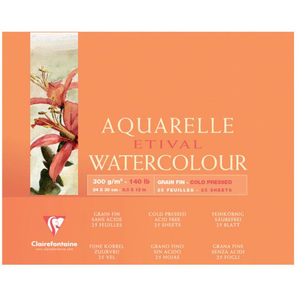 Künstlerblock Aquarelle ETIVAL, 180 x 240 mm Clairefontaine 96470C (3329680964707)