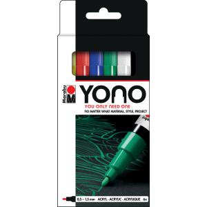 Acrylmarker 'YONO', 0, 5 - 1, 5 mm, 6er Set Marabu 1240000003999 (4007751848659)