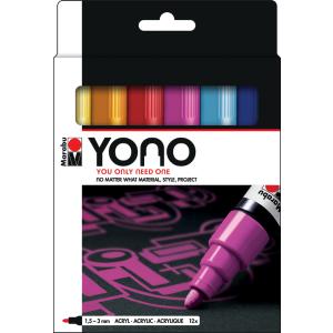 Acrylmarker 'YONO', 1, 5 - 3, 0 mm, 12er Set Marabu 1240000004004 (4007751848871)