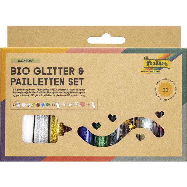 folia Glitter- & Pailletten Set Rainbow 11 Teile