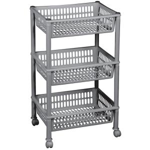Aufbewahrungs-Trolley, mit 3 Körben, silber plast team 12680806 (5707672996307)