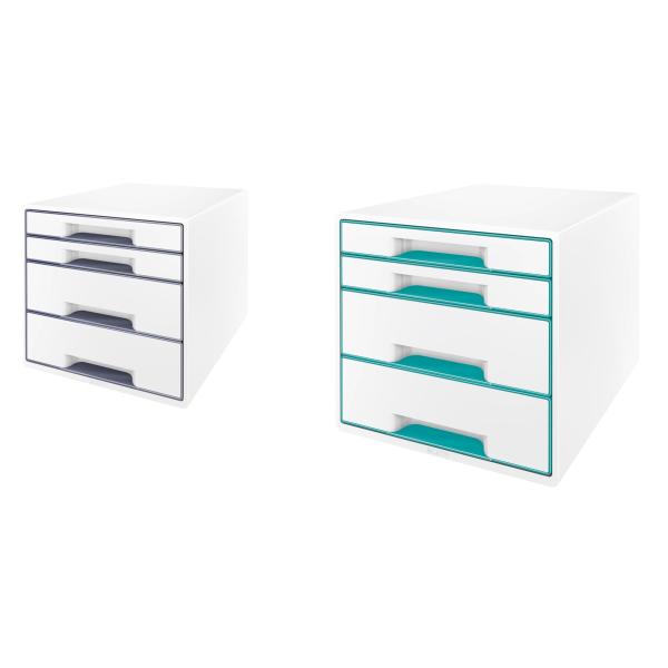 Schubladenbox WOW CUBE, 4 Schübe, perlweiß/ violett LEITZ 5213-20-62 (4002432115389)