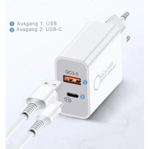 USB-C-Ladegerät, 1x USB-A / 1x USB-C, 30 Watt, weiß IWH 019058 (4045914190580)