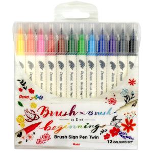 Arts BrushSignPen Pinselstift Twin, 24er Set Pentel SESW30C-24 (4711577072920)