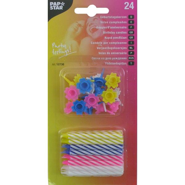 Geburtstagskerzen, aus Wachs, weiß gestreift PAPSTAR 12730 (4002911127308)
