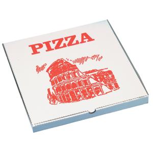 Pizzakarton eckig, 300 x 300 x 30 mm, weiß/ rot STARPAK 90005 (4250065900050)