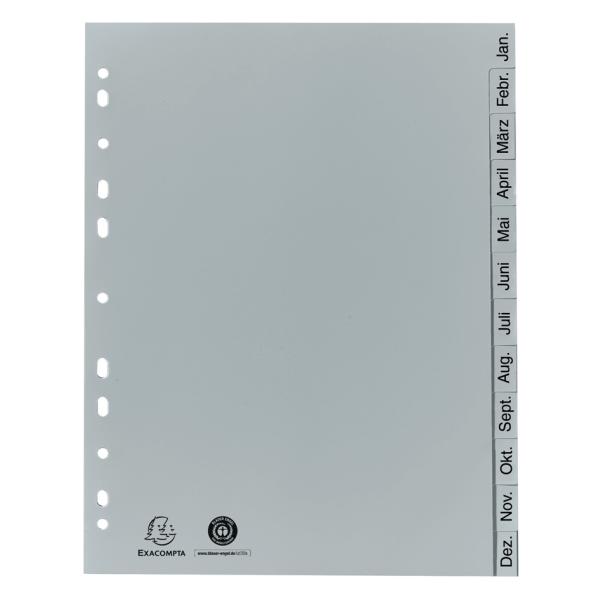 Exacompta Ordnerregister Vollformat Jan.-dez. Grau 12-teilig, 1 Satz 1812B (3130634018120)