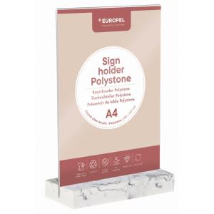 Tischaufsteller, DIN A4 hoch, Polystone weiß EUROPEL 351020 (8713931310200)