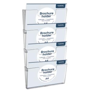 Wand-Prospekthalter, A4 quer, 4 Fächer, glasklar EUROPEL 350104 (8713931501042)