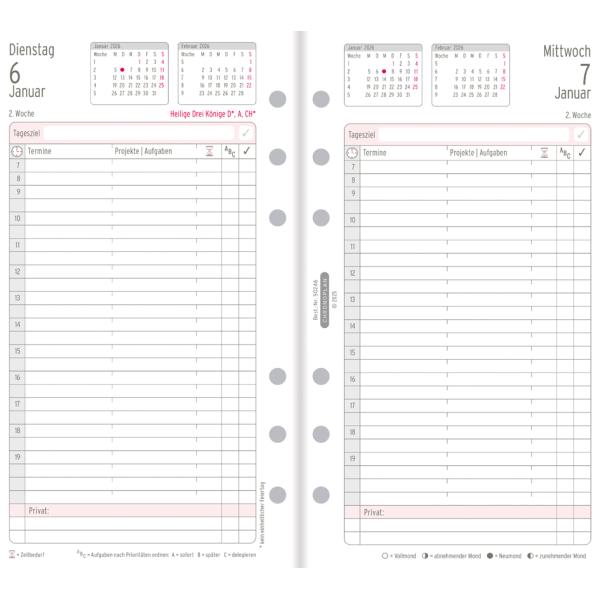 Tagesplan 2026, 1 Tag/ 1 Seite, Midi, 96 x 172 mm CHRONOPLAN 50246 (4004182088418)