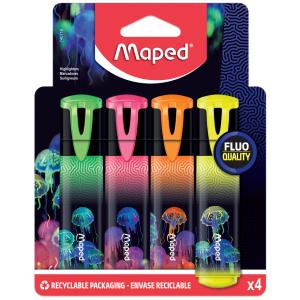 Textmarker DEEPSEA PARADISE, Keilspitze, 4er Etui Maped 740710 (3154147407103)