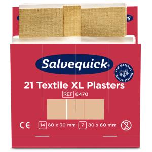 Pflaster-Strips 6x 21 Stück extra groß elastische Textilpflaster Nachfülleinsatz SALVEQUICK 6470 (7310610064709)