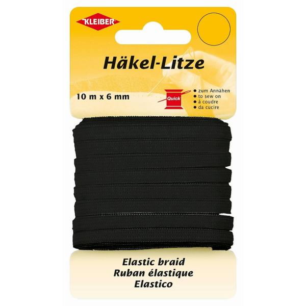 Häkel-Litze, 6 mm x 10 m, schwarz KLEIBER 71085 (4009691710850)