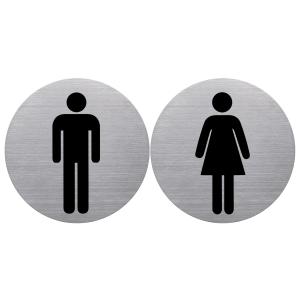Piktogramm 'the badge' WC Damen & Herren', rund, silber helit H6271100 (4012086033793)