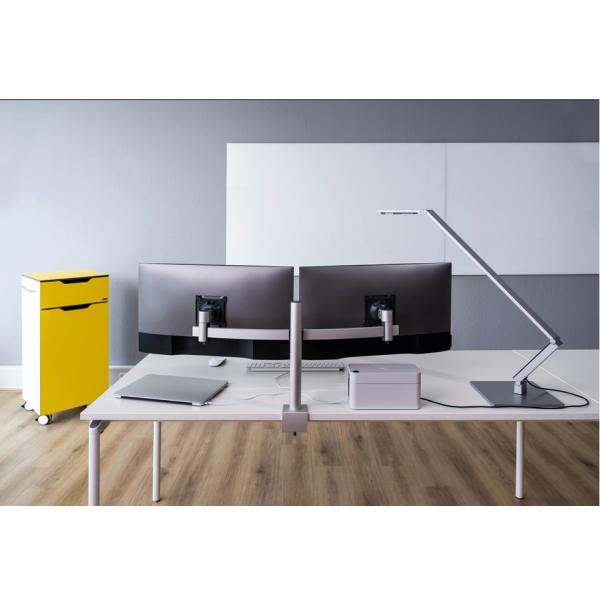 Monitorwandhalter mit Arm für 2 Monitore silber Tischklemme DURABLE 508523 (4005546998404)