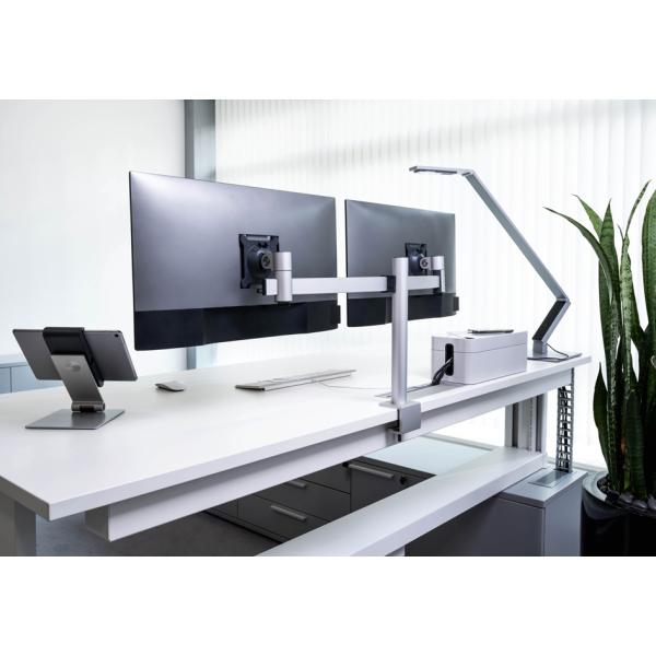 Monitorwandhalter mit Arm für 2 Monitore silber Tischdurchführung DURABLE 508623 (4005546998411)